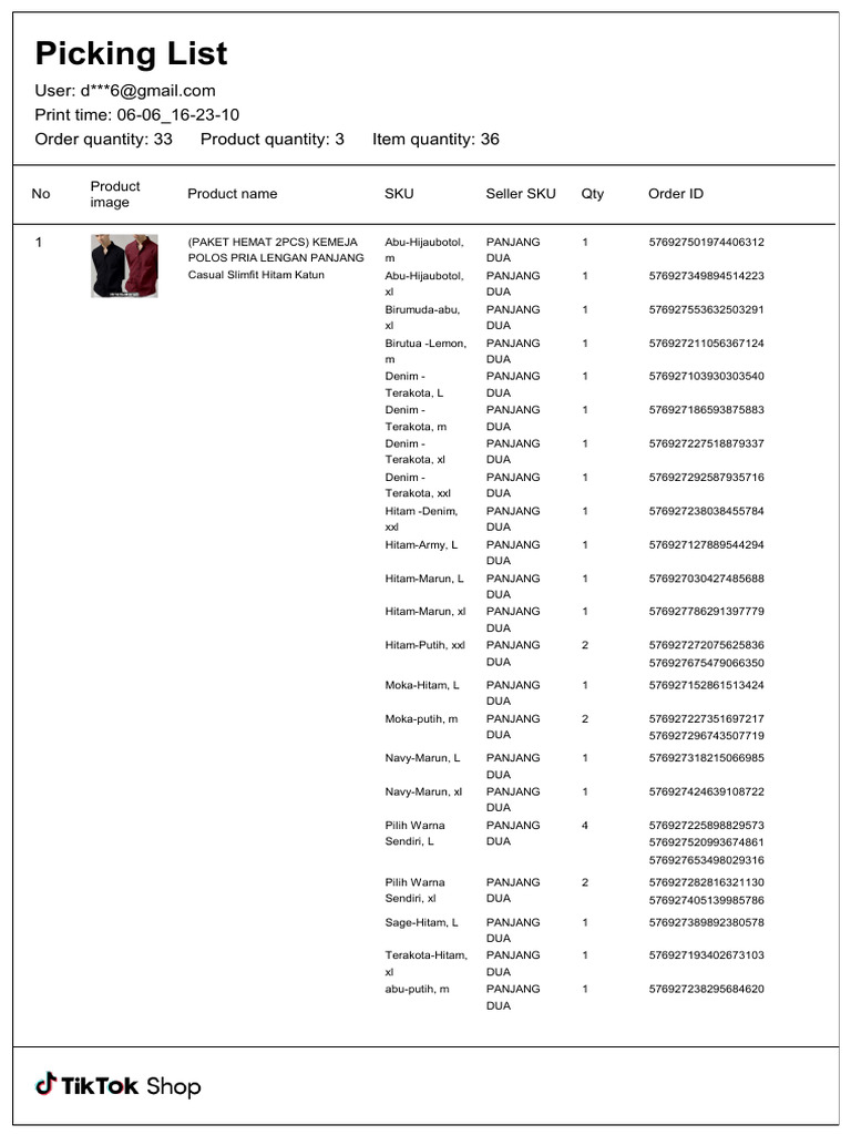 06-06 - 16-23-10 - Picking List | PDF