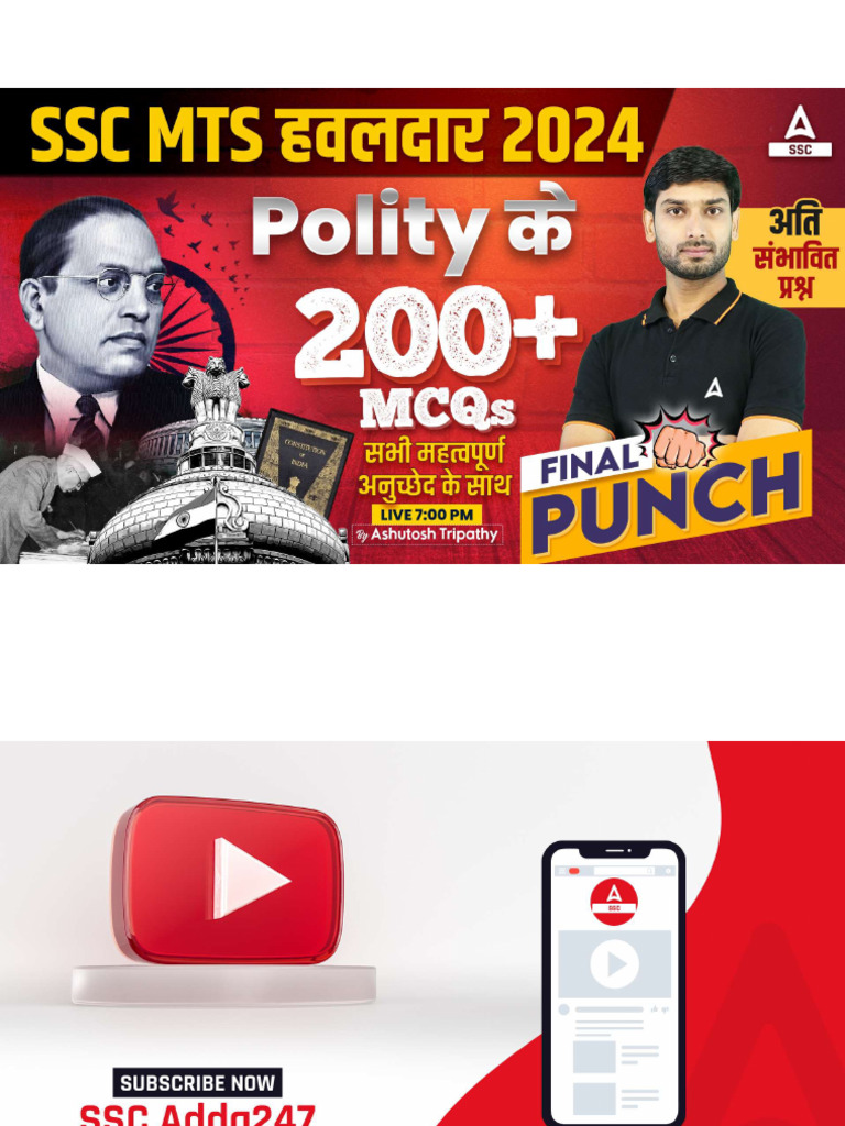 24 Sep 2024 SSC MTS 200 Polity Question by Ashutosh Sir | PDF