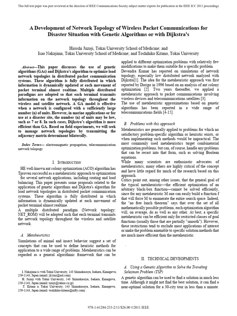A Development of Network Topology of Wireless Packet Communications for