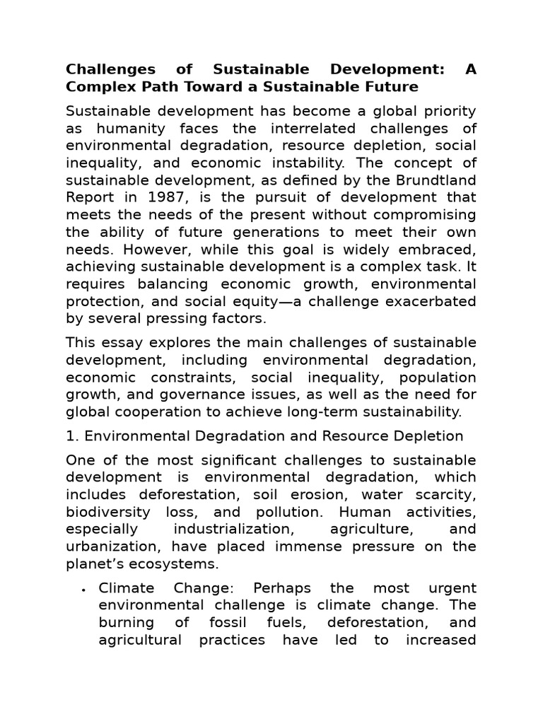 Challenges Of Sustainable Development In Nepali