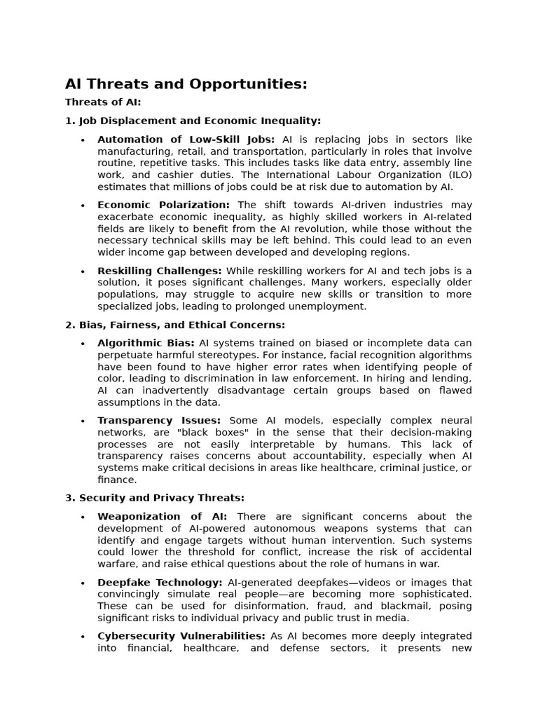 AI Threats and Opportunities | PDF | Artificial Intelligence ...