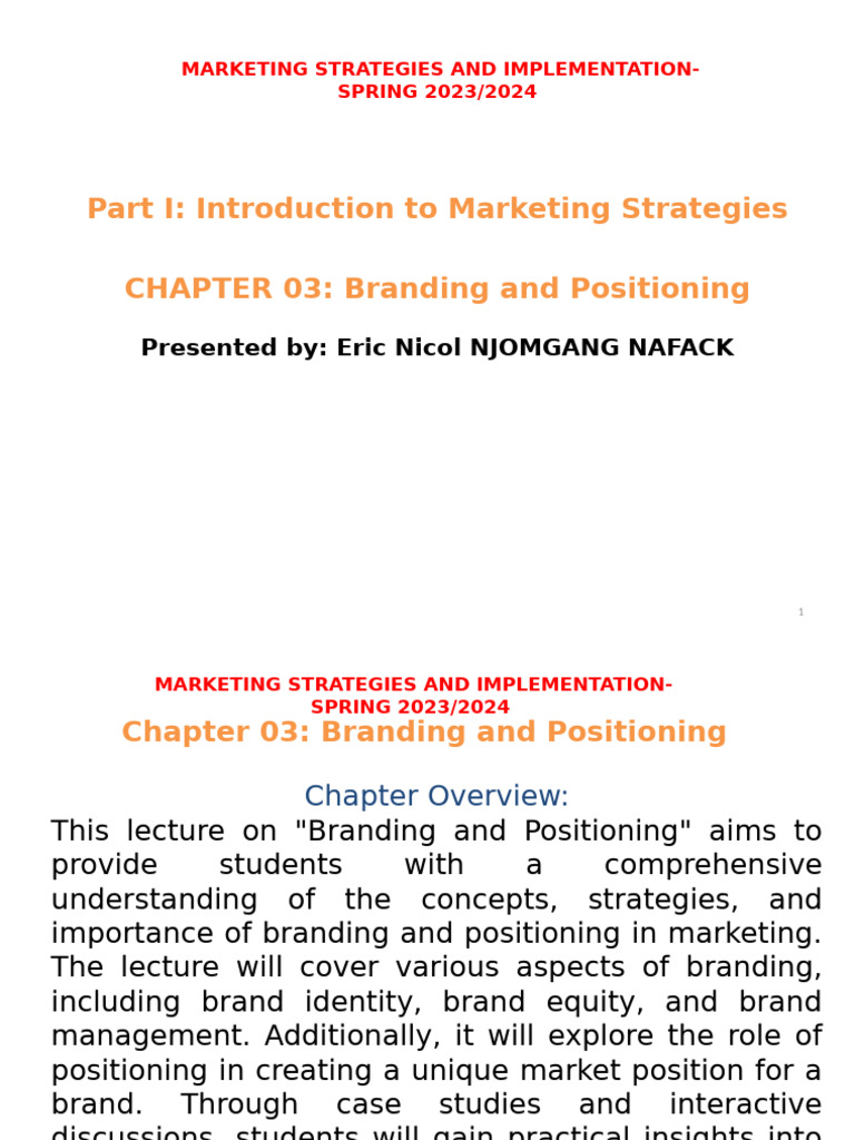 Chap 03 - Branding and Positioning | PDF | Brand | Market Segmentation