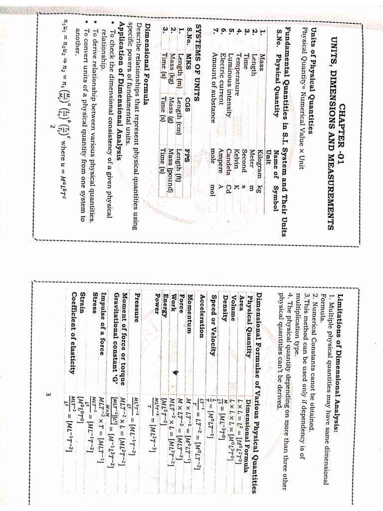 Units and Dimension | PDF