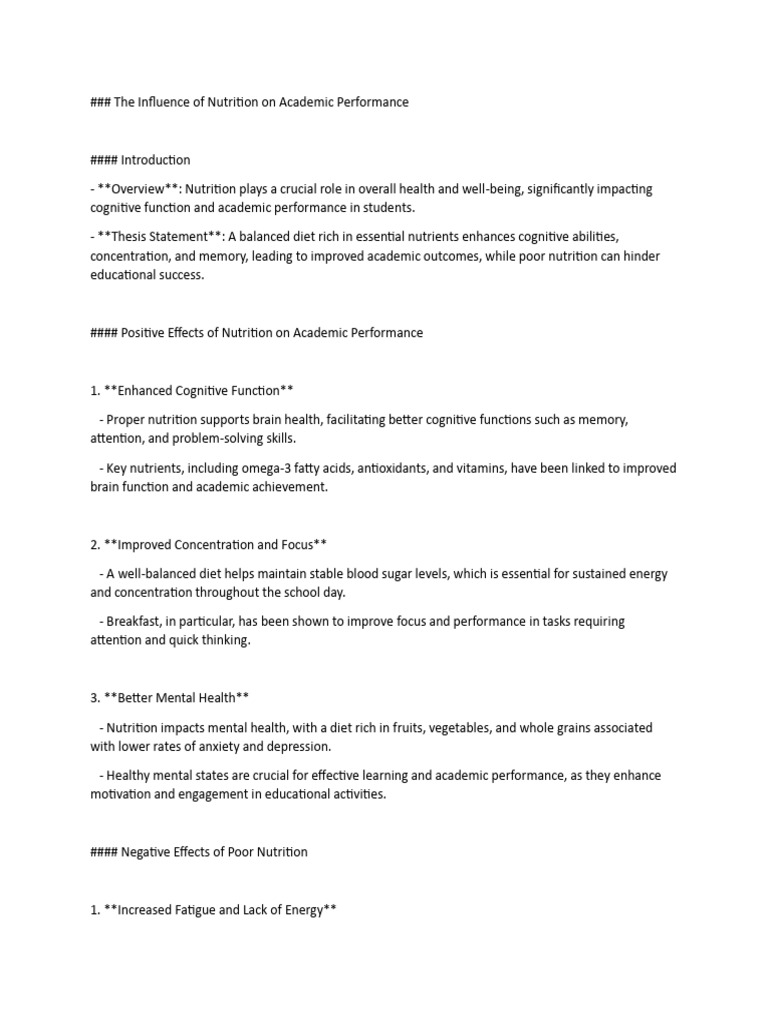Nutrition's Impact on Student Success | PDF | Nutrition | Diet & Nutrition