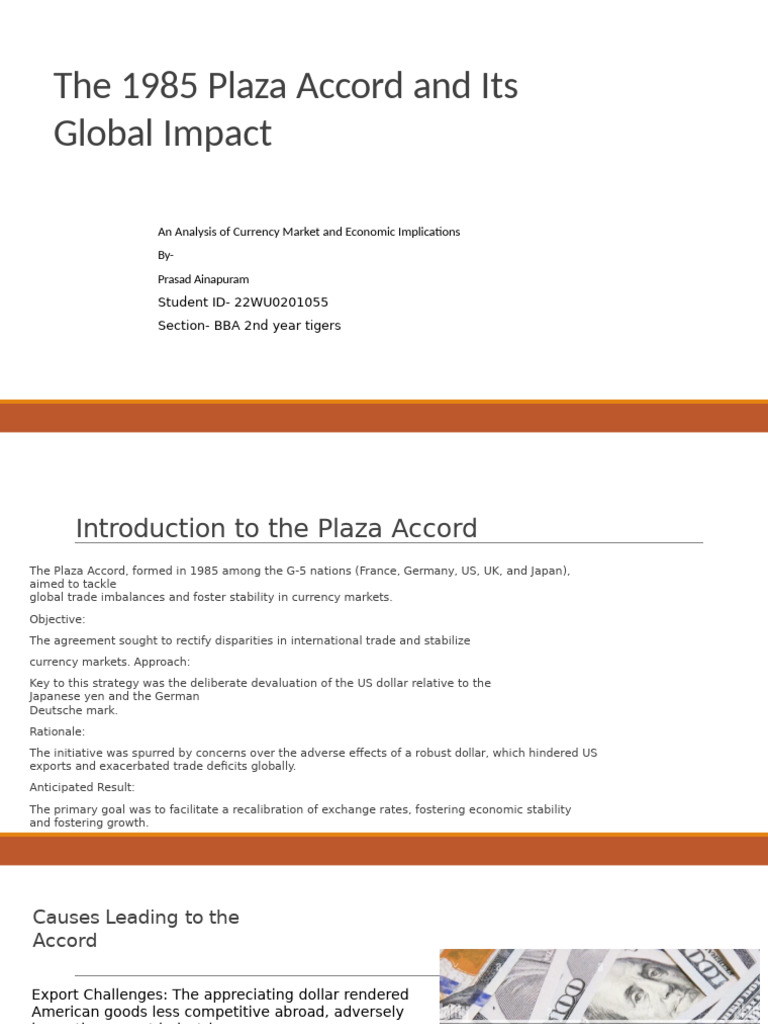 Plaza Accord 1985: Global Economic Impact | PDF | Exports | Currency  Appreciation And Depreciation