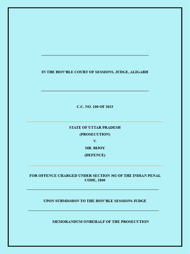 Prosecution Memorandum in IPC 302 Case | PDF | Law
