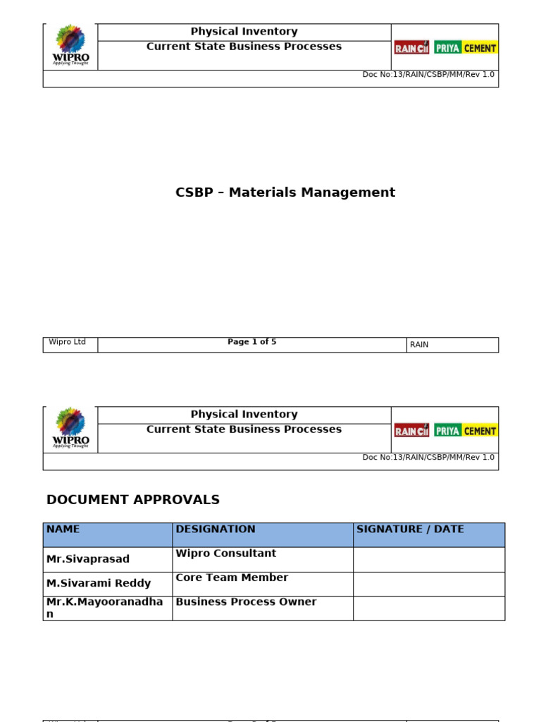 1 RCOL MM CSBP Physical Inventory 13 V1.0 | PDF | Inventory | Computing