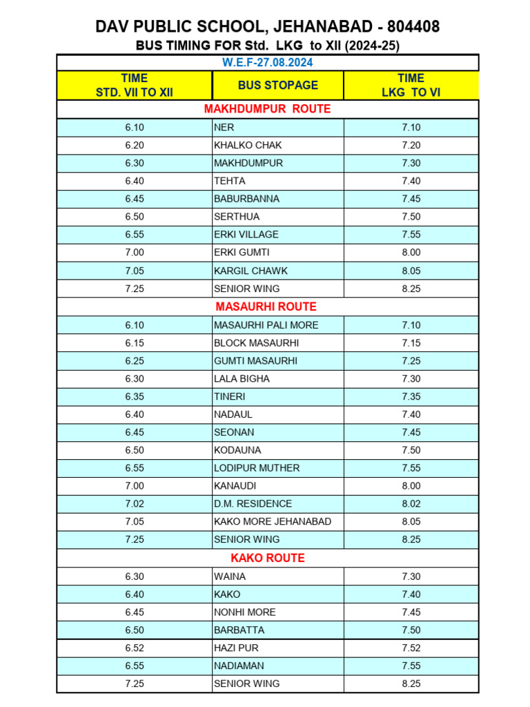 Bus Timing (27.08.2024) | PDF