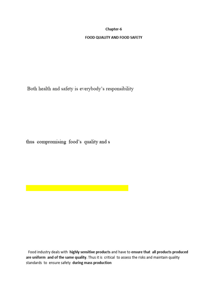 Food Quality and Safety Overview | PDF | Food Safety | Hazard Analysis ...
