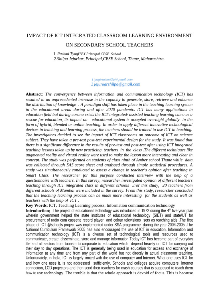 Impact of Smart Classrooms on Learning | PDF | Educational Technology ...