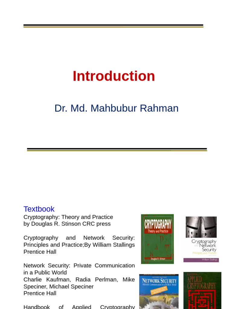 01) Cryptography Class 1 Introduction Cryptography 2019 | PDF ...