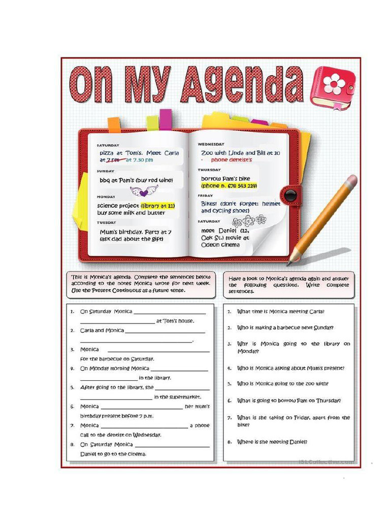 Present Continuous For Future Arrangements Worksheet Pdf