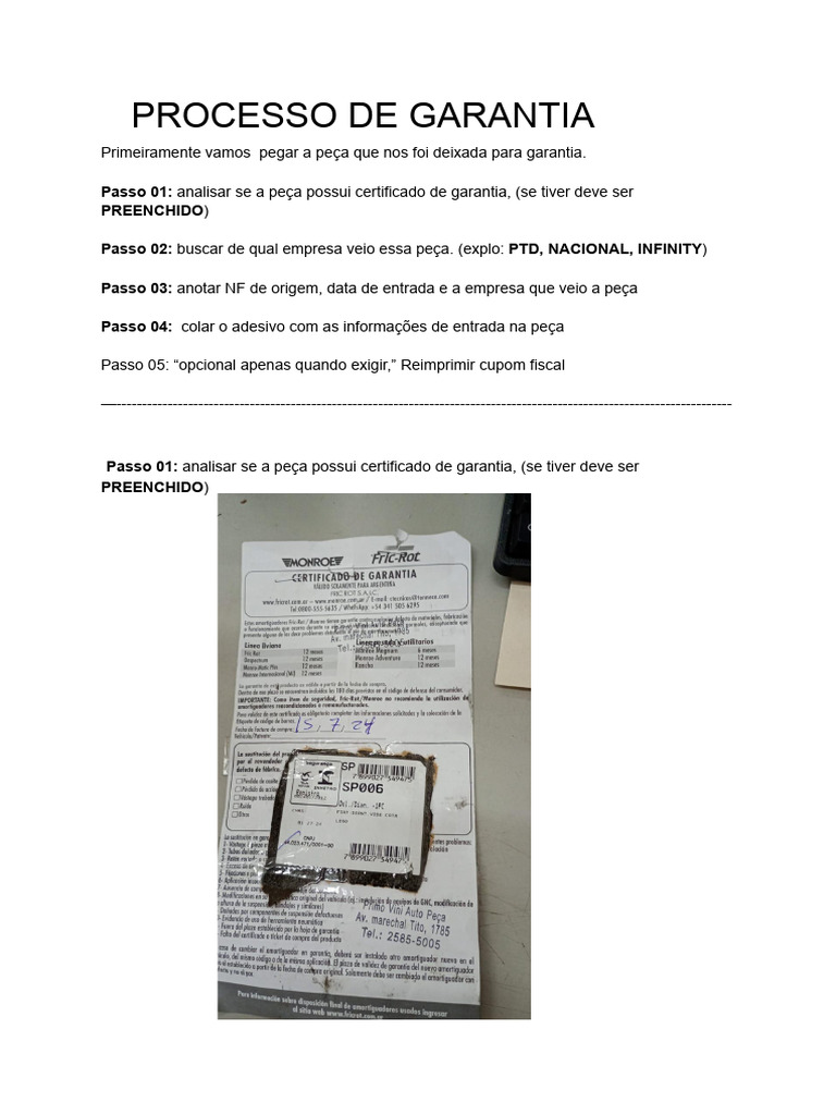 Processo de Garantia de Peças | PDF
