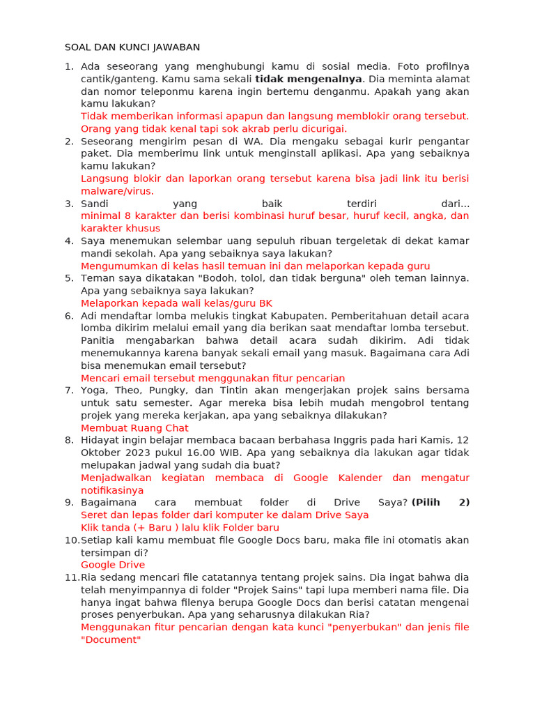 SOAL DAN JAWABAN Ujikom Pengimbasan | PDF