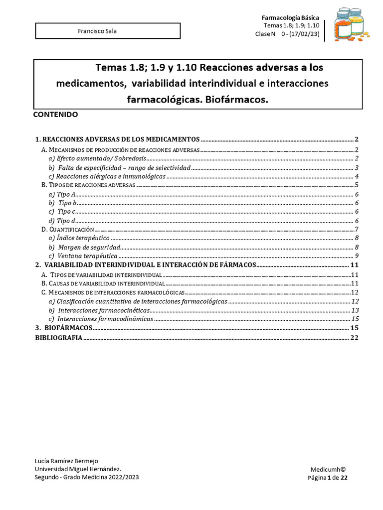 Nº10 - (17-02-23) - Farmacología Básica - RAM. Variabilidad ...