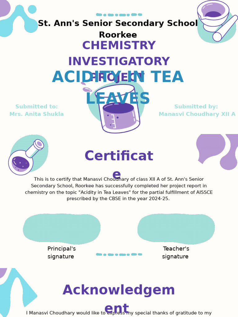 Chemistry Project: Tea Acidity | PDF | Tea | Chemical Substances