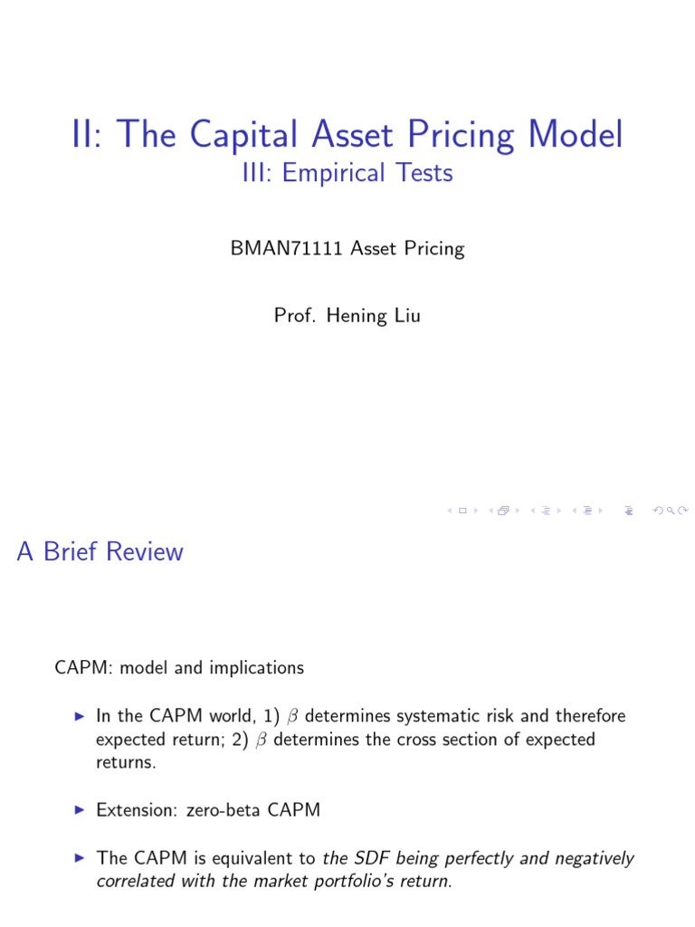 Lec4 CAPM Tests | PDF | Capital Asset Pricing Model | Errors And Residuals