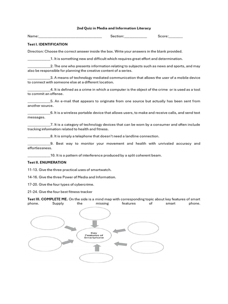 2nd Quiz on Media Literacy Concepts | PDF | Computers