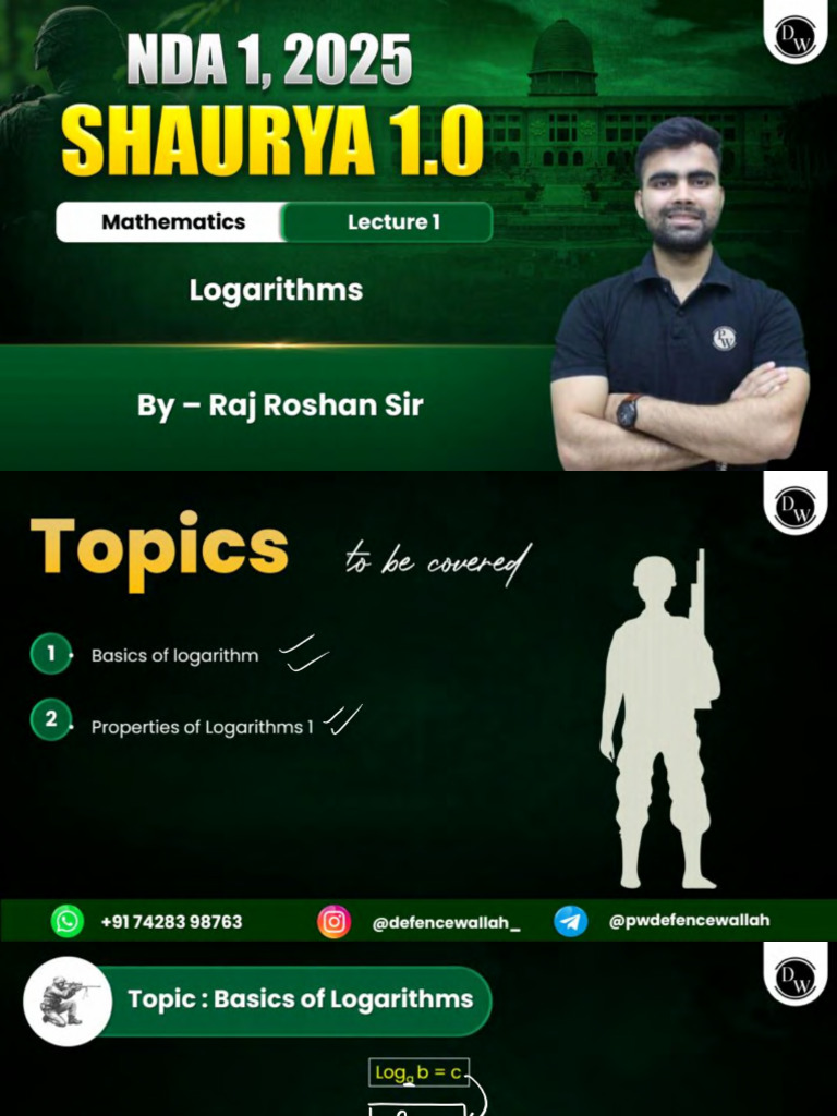 Logarithm 01 Class Notes Pdf