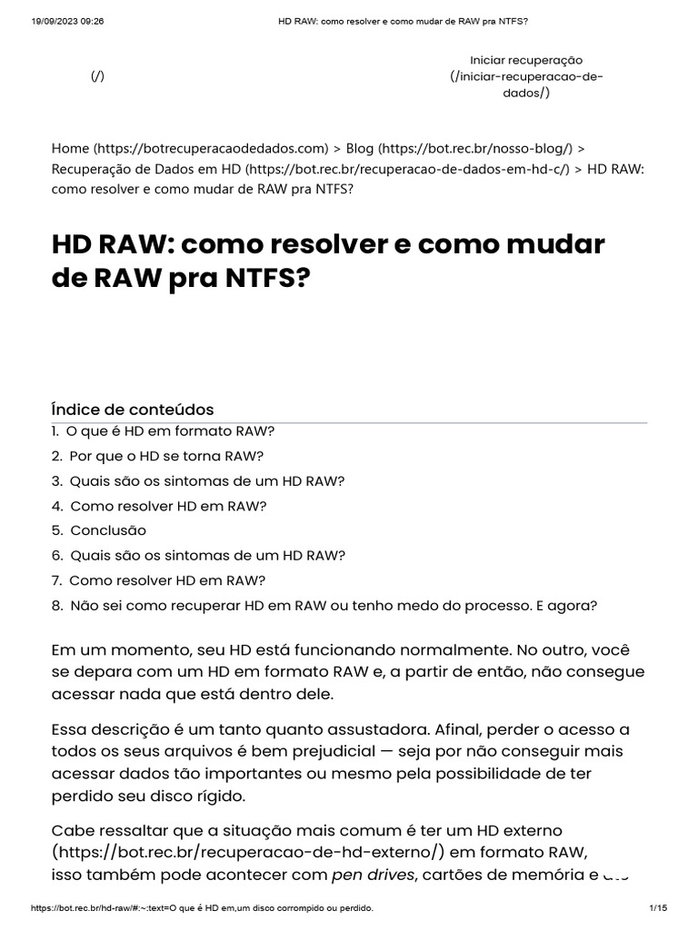 Soluções para HD em Formato RAW | PDF | Drive de disco rígido | Sistema ...
