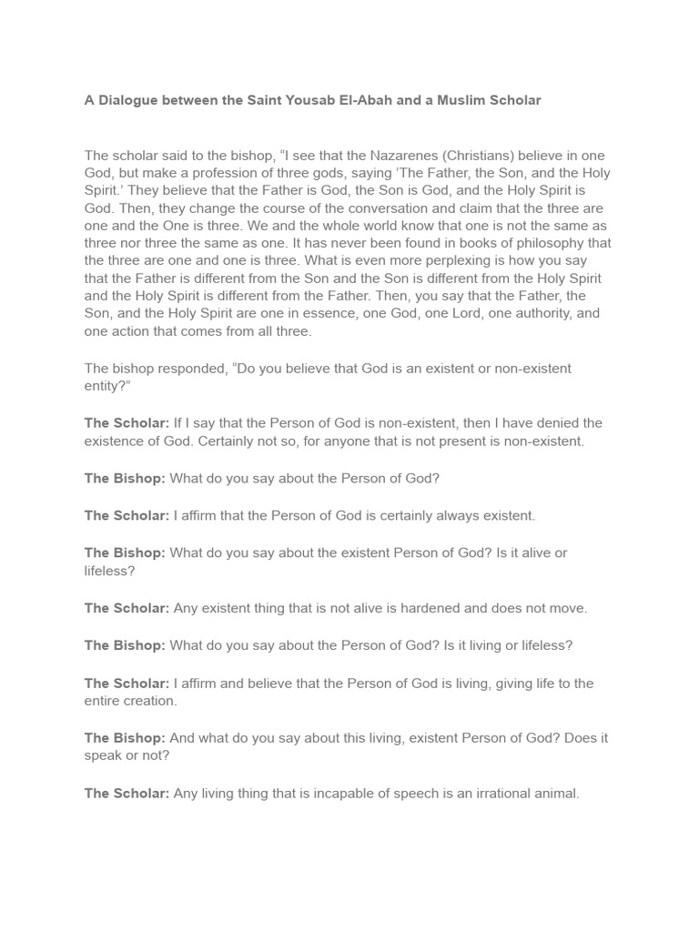 St. Yousab El Abah Dialogue With Muslim Scholar | PDF | Jesus ...