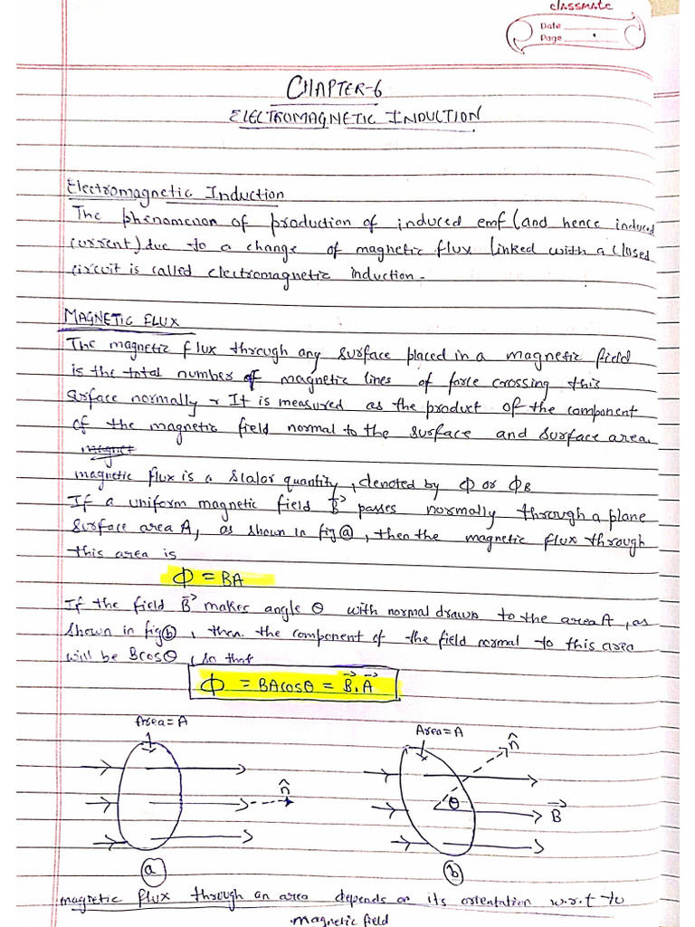 Ch 6 Electromagnetic Induction Notes Pdf