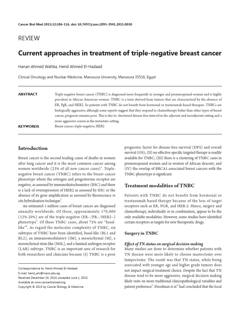 Current Approaches in Treatment of Triple-Negative Breast Cancer | PDF ...