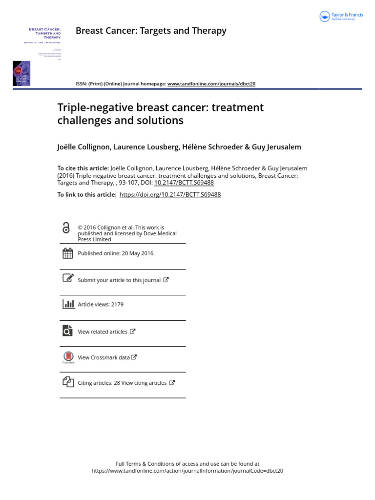 Triple-negative breast cancer treatment challenges and solutions | PDF ...