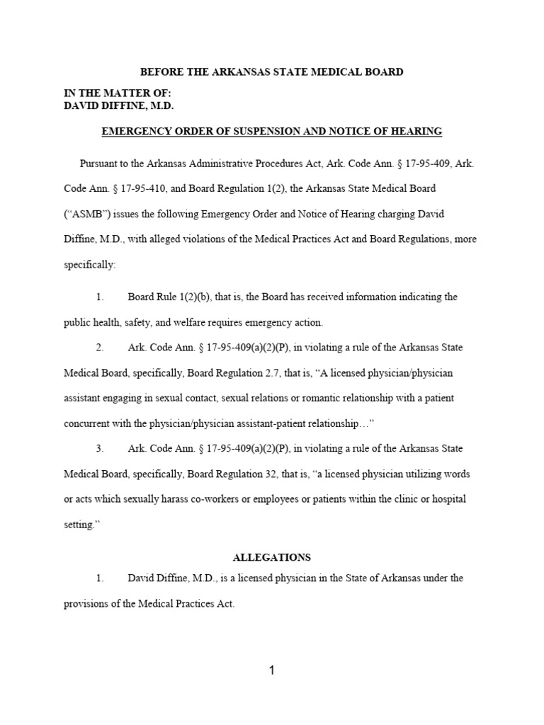 Emergency Suspension of Dr. David Diffine | PDF | Physician | Doctor Of ...