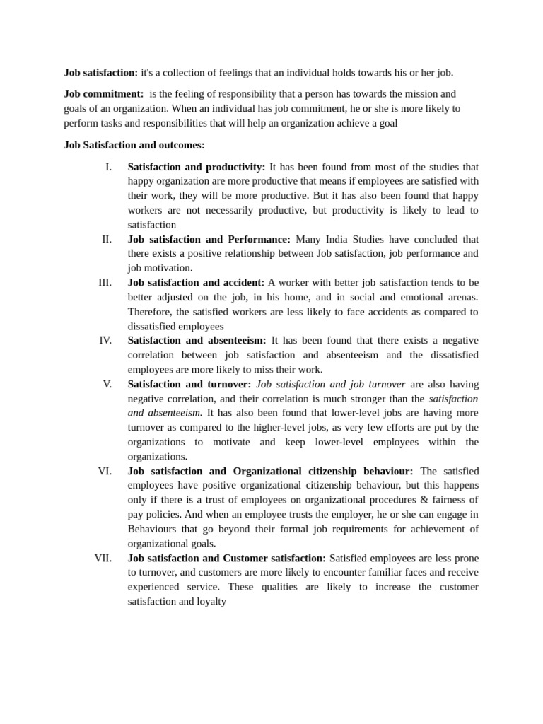 Job Satisfaction and Job Committment | PDF | Job Satisfaction ...