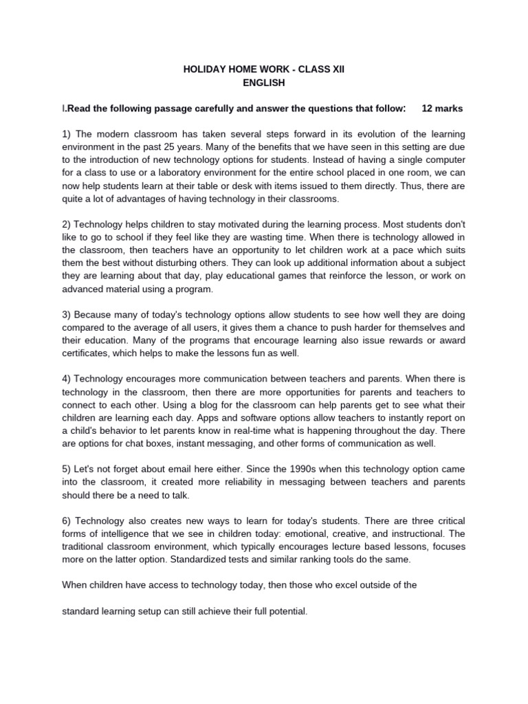 Hhw Classxii Pdf Tiger Classroom