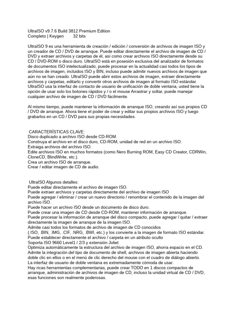 UltraISO 9.7.6: Editor y Creador ISO | PDF | Archivo de computadora ...