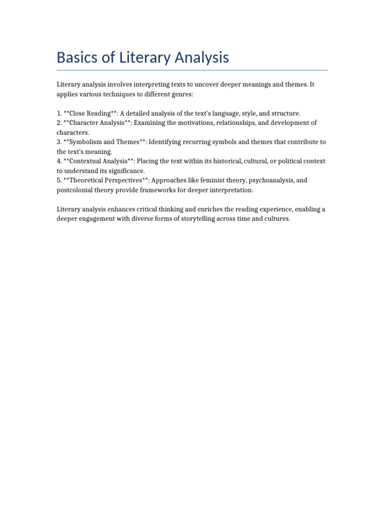 Essential Guide to Literary Analysis | PDF