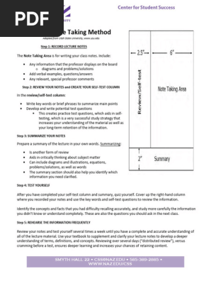Cornell Note Taking Method Updated