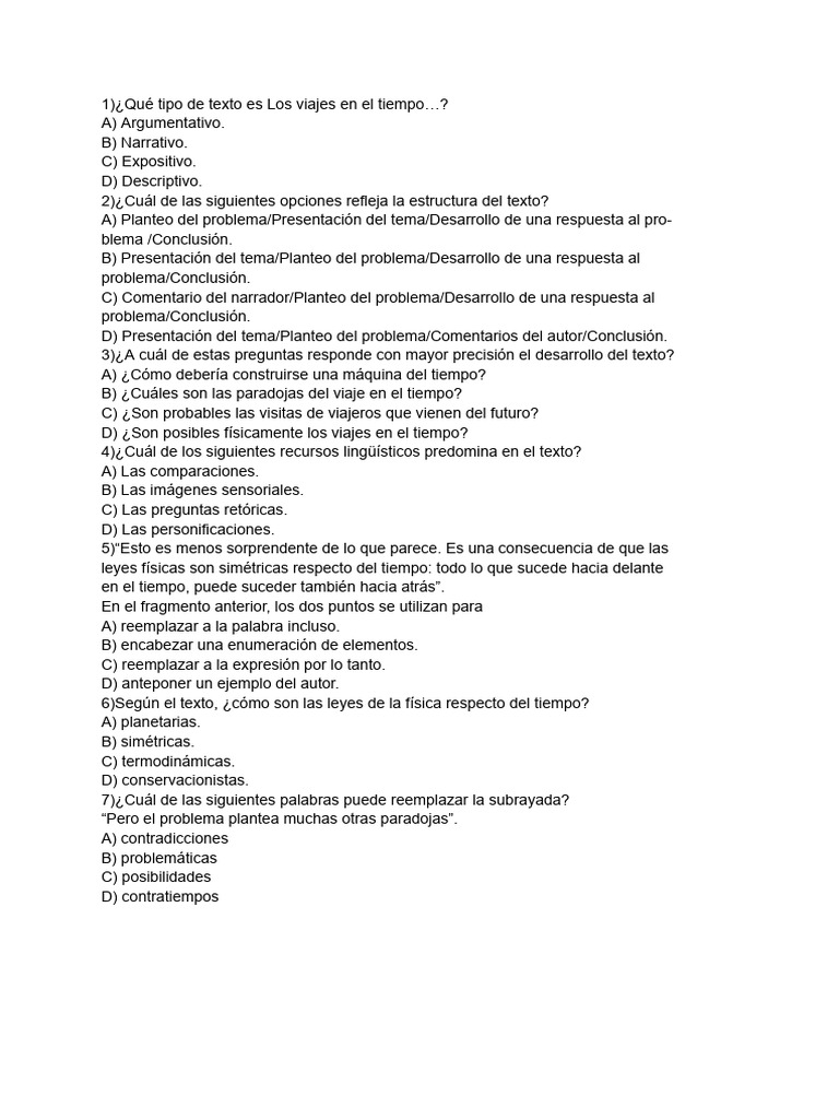 Preguntas | PDF | Artes del Lenguaje y Comunicación | Estudios de ...