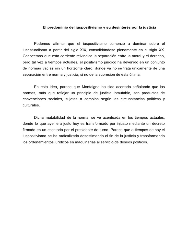 El Predominio Del Iuspositivismo y Su Desinterés Por La Justicia | PDF ...