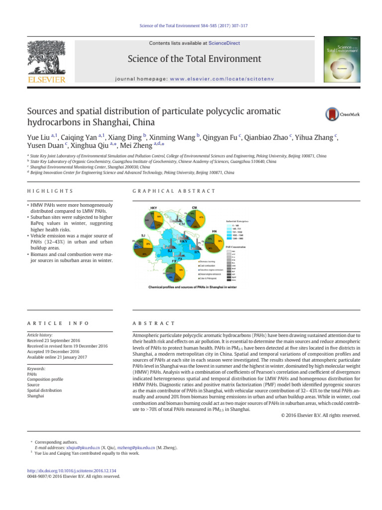 PAH Sources in Shanghai's Air Quality | PDF | Polycyclic Aromatic ...