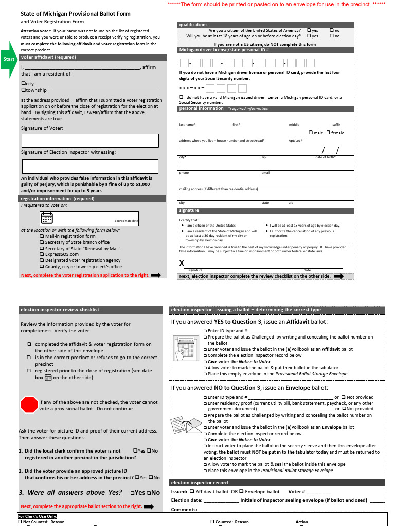 Provisional Ballot Form Web Version | PDF | Voter Registration ...