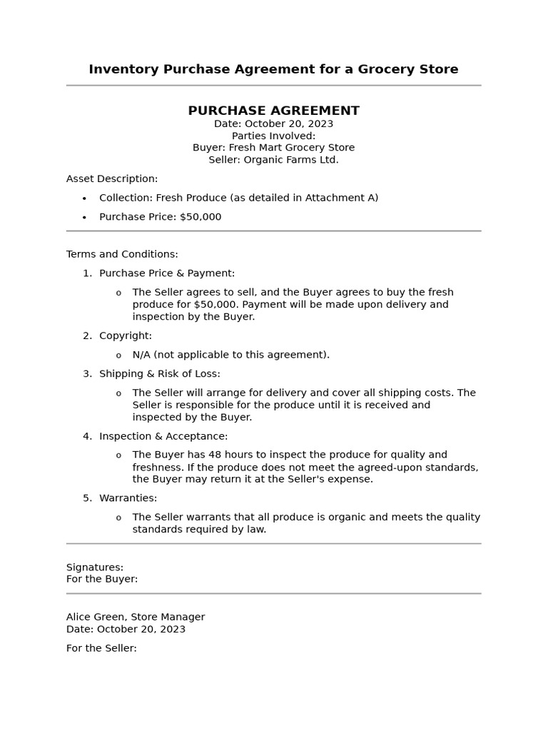 Purch Agreement Invent 7 | PDF | Law