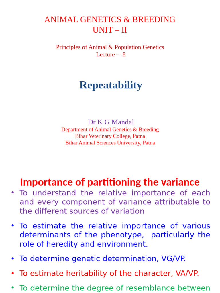 Repeatability | PDF | Heritability | Genetics