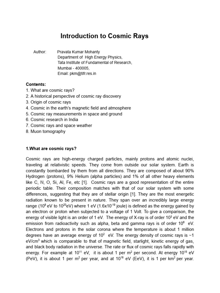 03-SM-Cosmic Rays | PDF | Cosmic Ray | Electron
