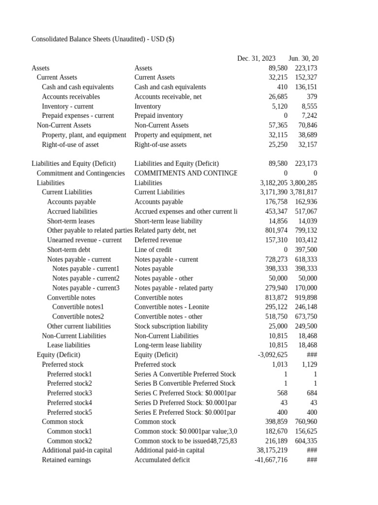 Consolidated Balance Sheets Overview | PDF | Equity (Finance) | Net Income