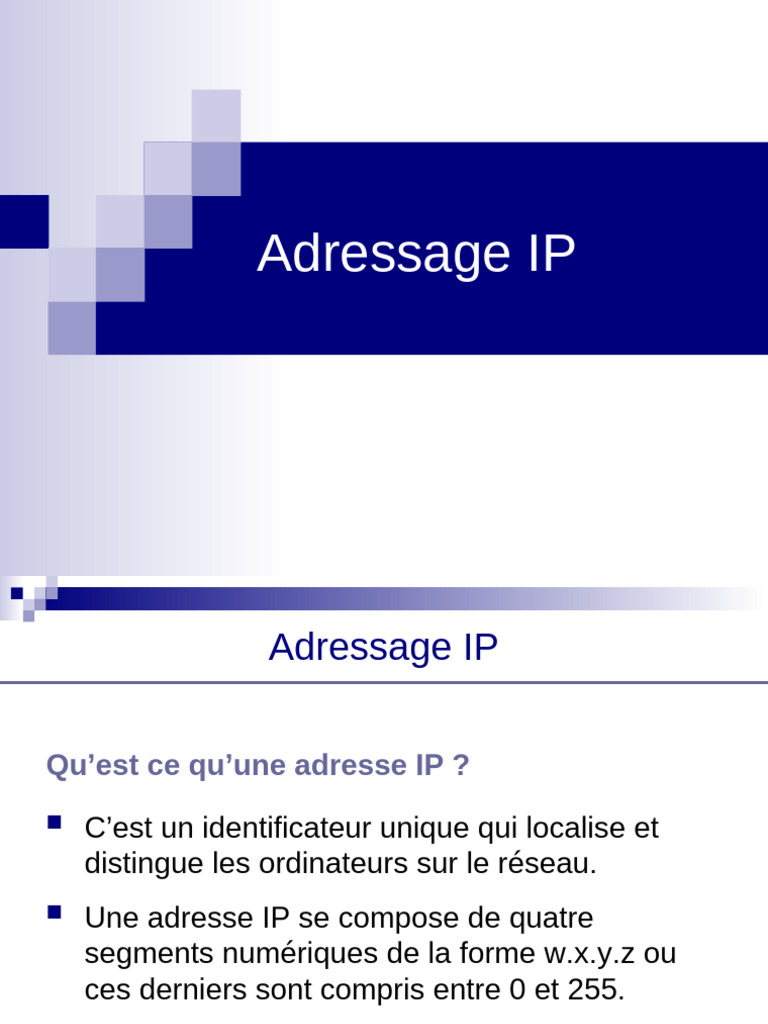 Introduction à l'Adressage IP | PDF | Adresse IP | Protocoles Internet