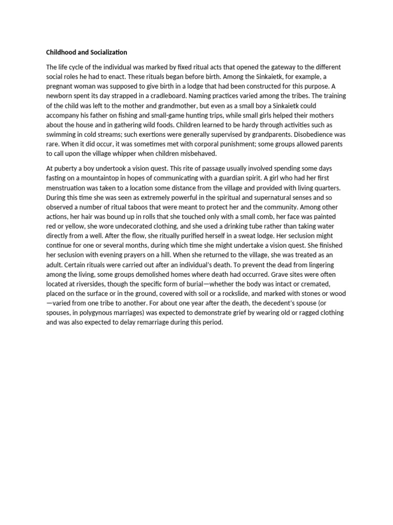 Childhood and Socialization | PDF | Rituals
