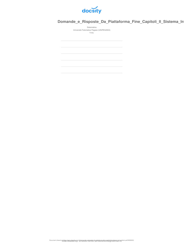 Docsity Domande e Risposte Da Piattaforma Fine Capitoli Il Sistema ...
