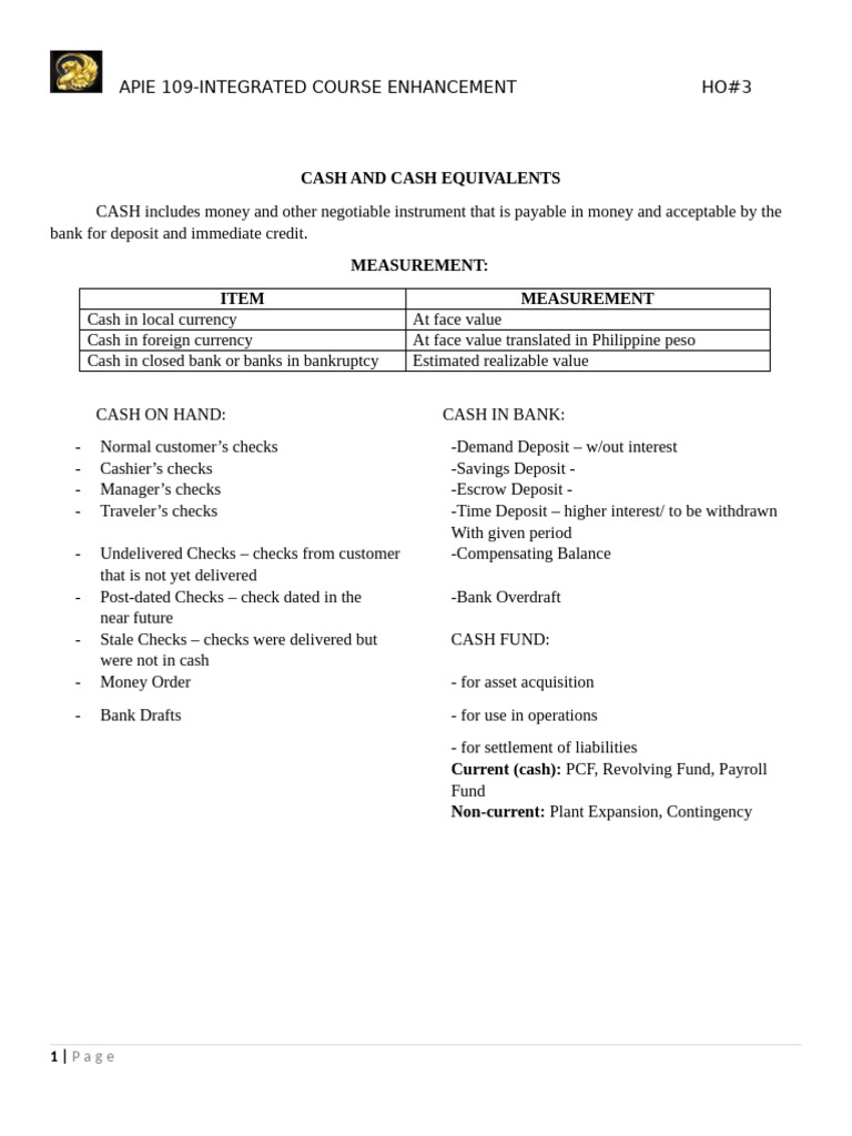 Cash and Cash Equivalents Overview | PDF | Banks | Cash