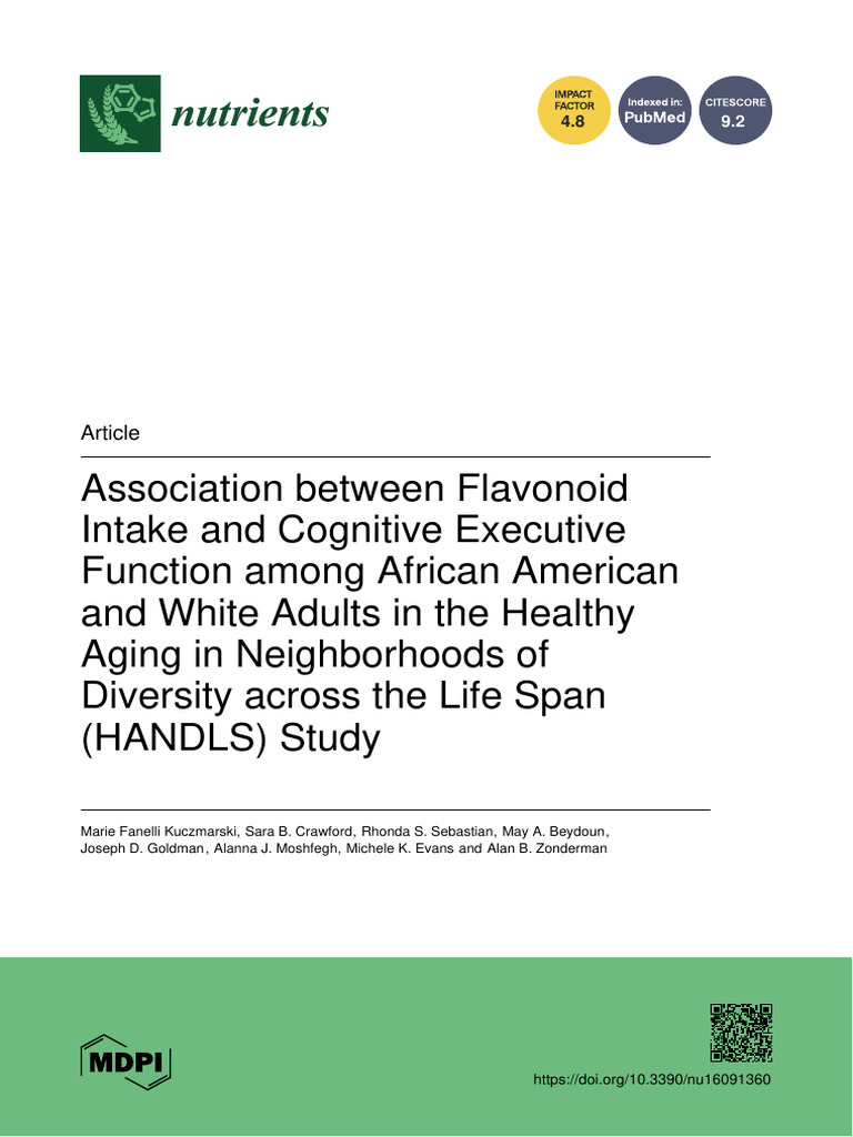 Association Between Flavonoid Intake and Cognitive Executive | PDF ...