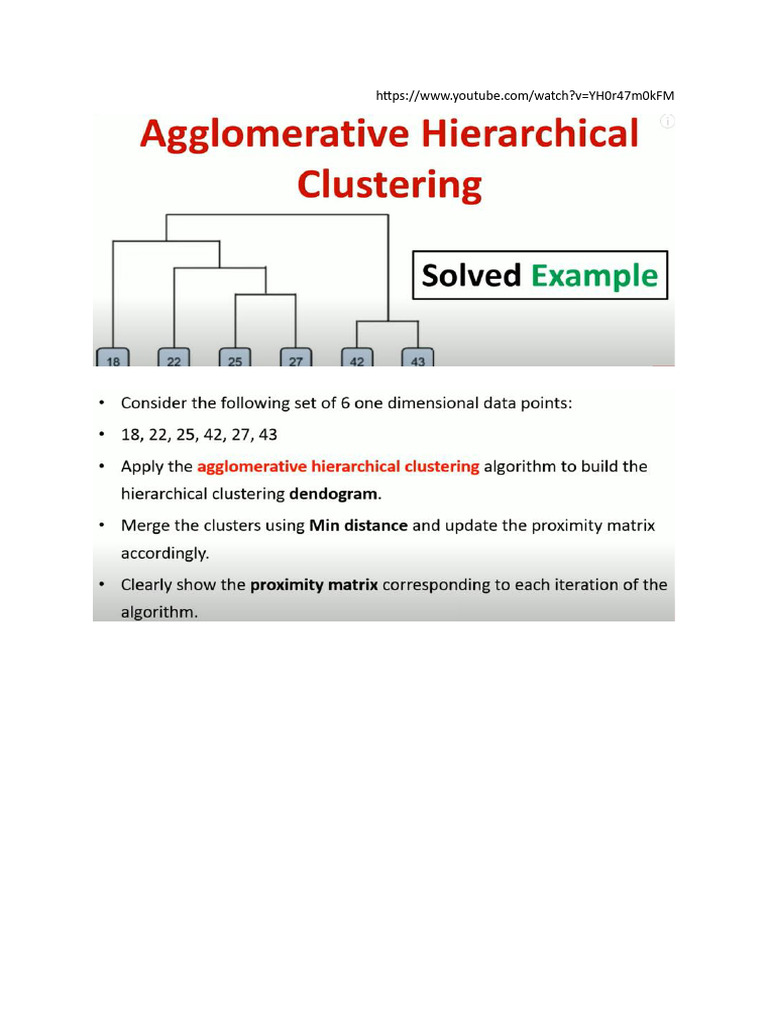 5.8 Agglomerative Hierarcial Clustering Solved Example | PDF