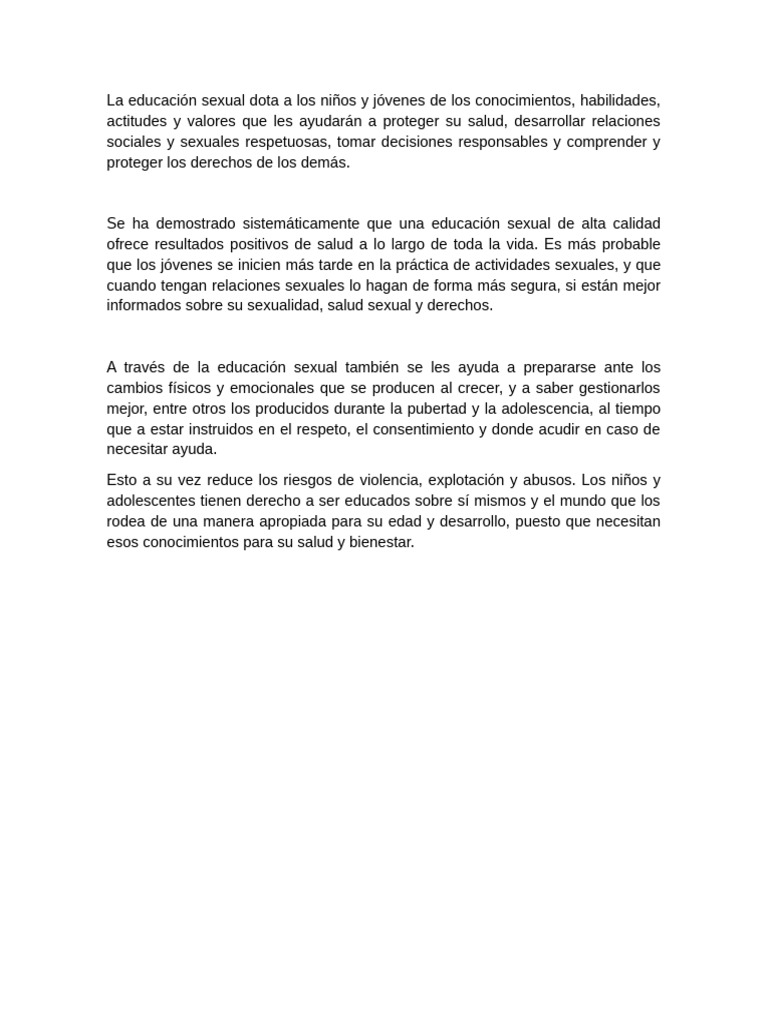 Mi Reflexión Sobre La Educación Sexual | PDF | Ciencias sociales ...
