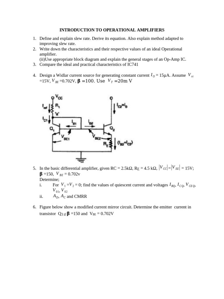 Operational Amplifier Characteristics and Applications | PDF ...